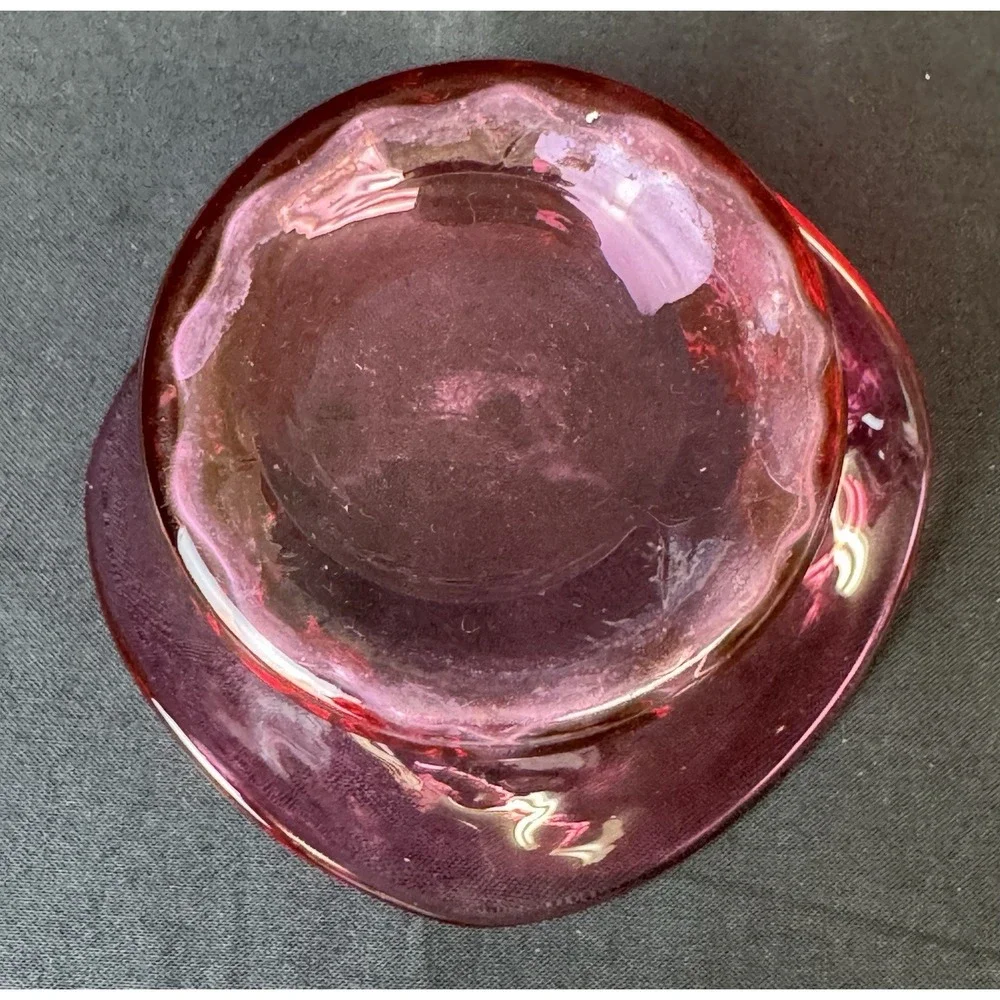 Vintage Cranberry Red Art Glass Hat Vase 3.5